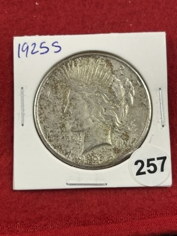1925 S Peace Silver Dollar Coin: KEY WORDS: INDIAN ARTIFACT ARTIFACTS ARROWHEAD ARROWHEADS NATIVE AMERICAN MISSISSIPPIAN QUAPAW CADDO POTTERY COINS MORGAN DOLLAR PEACE DOLLAR SILVER COINS. All coins have been Sigma tested for authent