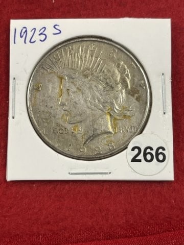 1923 S Peace Silver Dollar Coin: KEY WORDS: INDIAN ARTIFACT ARTIFACTS ARROWHEAD ARROWHEADS NATIVE AMERICAN MISSISSIPPIAN QUAPAW CADDO POTTERY COINS MORGAN DOLLAR PEACE DOLLAR SILVER COINS. All coins have been Sigma tested for