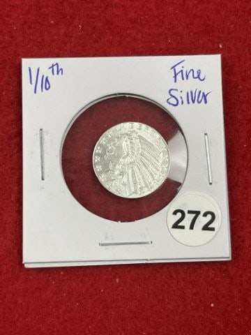 1/10th Fine Silver Coin: KEY WORDS: INDIAN ARTIFACT ARTIFACTS ARROWHEAD ARROWHEADS NATIVE AMERICAN MISSISSIPPIAN QUAPAW CADDO POTTERY COINS MORGAN DOLLAR PEACE DOLLAR SILVER COINS. All coins have been Sigma tested for authent