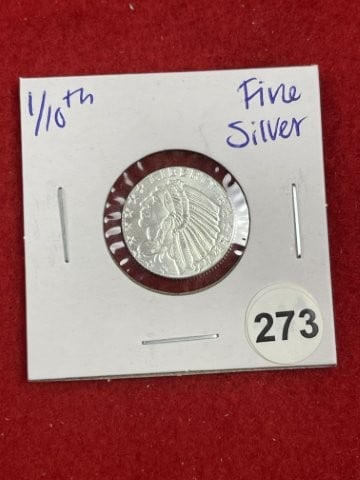 1/10th Fine Silver Coin: KEY WORDS: INDIAN ARTIFACT ARTIFACTS ARROWHEAD ARROWHEADS NATIVE AMERICAN MISSISSIPPIAN QUAPAW CADDO POTTERY COINS MORGAN DOLLAR PEACE DOLLAR SILVER COINS. All coins have been Sigma tested for authent