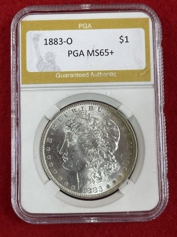 1883 O MS65 Morgan Silver Dollar Coin: KEY WORDS: INDIAN ARTIFACT ARTIFACTS ARROWHEAD ARROWHEADS NATIVE AMERICAN MISSISSIPPIAN QUAPAW CADDO POTTERY COINS MORGAN DOLLAR PEACE DOLLAR SILVER COINS. All coins have been Sigma tested for authent