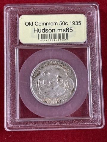 1935 Old Commem Hudson Half Dollar Silver Coin: KEY WORDS: INDIAN ARTIFACT ARTIFACTS ARROWHEAD ARROWHEADS NATIVE AMERICAN MISSISSIPPIAN QUAPAW CADDO POTTERY COINS MORGAN DOLLAR PEACE DOLLAR SILVER COINS. All coins have been Sigma tested for authent