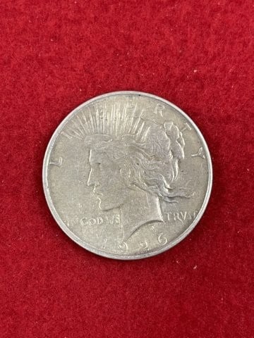 1926 Peace Silver Dollar Coin: KEY WORDS: INDIAN ARTIFACT ARTIFACTS ARROWHEAD ARROWHEADS NATIVE AMERICAN MISSISSIPPIAN QUAPAW CADDO POTTERY COINS MORGAN DOLLAR PEACE DOLLAR SILVER COINS. All coins have been Sigma tested for authent