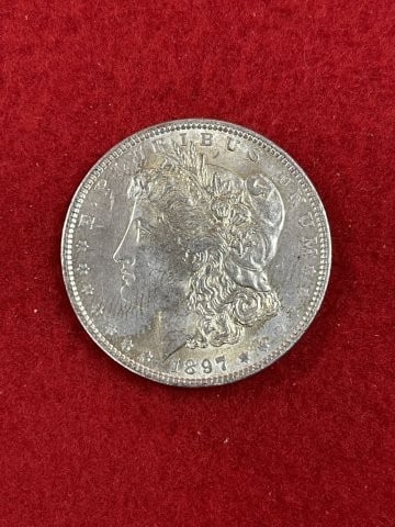 1887 Morgan Silver Dollar Coin: KEY WORDS: INDIAN ARTIFACT ARTIFACTS ARROWHEAD ARROWHEADS NATIVE AMERICAN MISSISSIPPIAN QUAPAW CADDO POTTERY COINS MORGAN DOLLAR PEACE DOLLAR SILVER COINS. All coins have been Sigma tested for authent