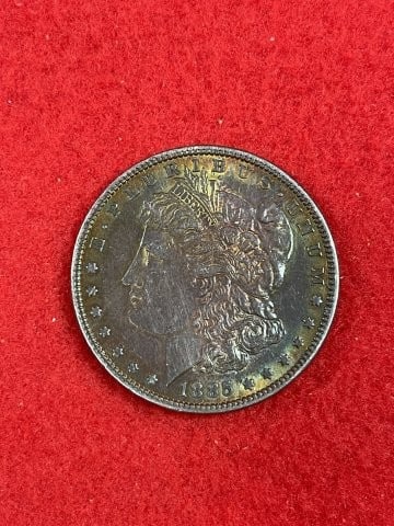 1885 Morgan Silver Dollar Coin: KEY WORDS: INDIAN ARTIFACT ARTIFACTS ARROWHEAD ARROWHEADS NATIVE AMERICAN MISSISSIPPIAN QUAPAW CADDO POTTERY COINS MORGAN DOLLAR PEACE DOLLAR SILVER COINS. All coins have been Sigma tested for authent