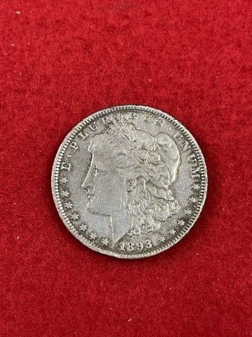 1893 Morgan Silver Dollar Coin: KEY WORDS: INDIAN ARTIFACT ARTIFACTS ARROWHEAD ARROWHEADS NATIVE AMERICAN MISSISSIPPIAN QUAPAW CADDO POTTERY COINS MORGAN DOLLAR PEACE DOLLAR SILVER COINS. All coins have been Sigma tested for authent