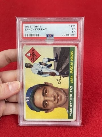 1955 Topps Sandy Koufax Baseball Card: KEY WORDS: INDIAN ARTIFACT ARTIFACTS ARROWHEAD ARROWHEADS NATIVE AMERICAN MISSISSIPPIAN QUAPAW CADDO POTTERY COINS MORGAN DOLLAR PEACE DOLLAR SILVER COINS. All coins have been Sigma tested for