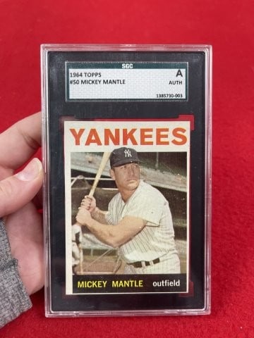 1964 Topps Mickey Mantle Baseball Card: KEY WORDS: INDIAN ARTIFACT ARTIFACTS ARROWHEAD ARROWHEADS NATIVE AMERICAN MISSISSIPPIAN QUAPAW CADDO POTTERY COINS MORGAN DOLLAR PEACE DOLLAR SILVER COINS. All coins have been Sigma tested for