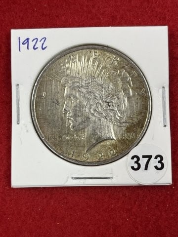1922 Peace Silver Dollar Coin: KEY WORDS: INDIAN ARTIFACT ARTIFACTS ARROWHEAD ARROWHEADS NATIVE AMERICAN MISSISSIPPIAN QUAPAW CADDO POTTERY COINS MORGAN DOLLAR PEACE DOLLAR SILVER COINS. All coins have been Sigma tested for