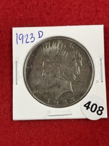 1923 D Peace Silver Dollar Coin: KEY WORDS: INDIAN ARTIFACT ARTIFACTS ARROWHEAD ARROWHEADS NATIVE AMERICAN MISSISSIPPIAN QUAPAW CADDO POTTERY COINS MORGAN DOLLAR PEACE DOLLAR SILVER COINS. All coins have been Sigma tested for