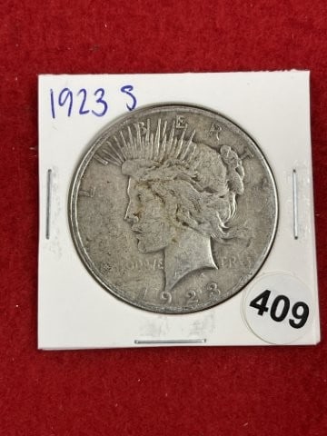 1923 S Peace Silver Dollar Coin: KEY WORDS: INDIAN ARTIFACT ARTIFACTS ARROWHEAD ARROWHEADS NATIVE AMERICAN MISSISSIPPIAN QUAPAW CADDO POTTERY COINS MORGAN DOLLAR PEACE DOLLAR SILVER COINS. All coins have been Sigma tested for