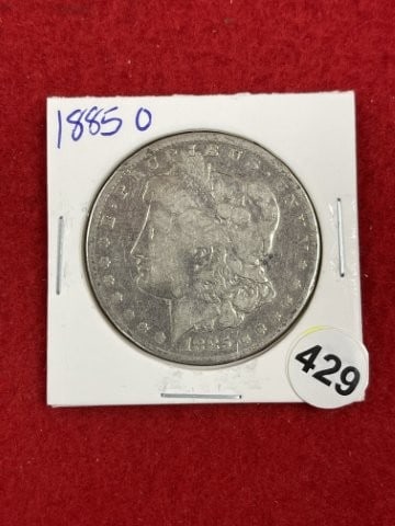 1885 O Morgan Silver Dollar Coin: KEY WORDS: INDIAN ARTIFACT ARTIFACTS ARROWHEAD ARROWHEADS NATIVE AMERICAN MISSISSIPPIAN QUAPAW CADDO POTTERY COINS MORGAN DOLLAR PEACE DOLLAR SILVER COINS. All coins have been Sigma tested for