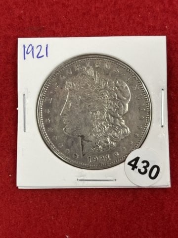 1921 Morgan Silver Dollar Coin: KEY WORDS: INDIAN ARTIFACT ARTIFACTS ARROWHEAD ARROWHEADS NATIVE AMERICAN MISSISSIPPIAN QUAPAW CADDO POTTERY COINS MORGAN DOLLAR PEACE DOLLAR SILVER COINS. All coins have been Sigma tested for
