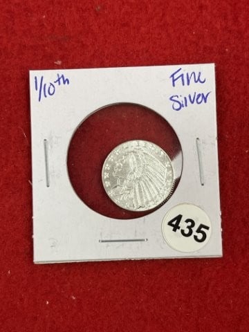 1/10th Fine Silver Coin: KEY WORDS: INDIAN ARTIFACT ARTIFACTS ARROWHEAD ARROWHEADS NATIVE AMERICAN MISSISSIPPIAN QUAPAW CADDO POTTERY COINS MORGAN DOLLAR PEACE DOLLAR SILVER COINS. All coins have been Sigma tested for