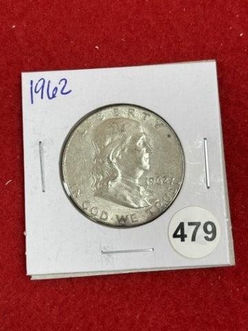 1962 Franklin Half Dollar Silver Coin: KEY WORDS: INDIAN ARTIFACT ARTIFACTS ARROWHEAD ARROWHEADS NATIVE AMERICAN MISSISSIPPIAN QUAPAW CADDO POTTERY COINS MORGAN DOLLAR PEACE DOLLAR SILVER COINS. All coins have been Sigma tested for authent