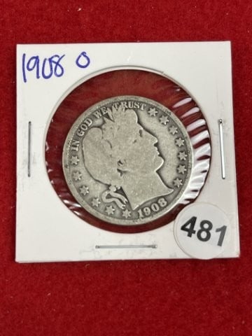 1908 O Barber Half Dollar Silver Coin (1 of 2)