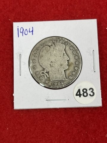 1904 Barber Half Dollar Silver Coin (1 of 2)