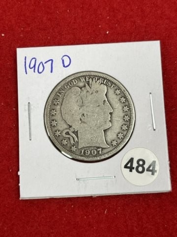 1907 D Barber Half Dollar Silver Coin (1 of 2)