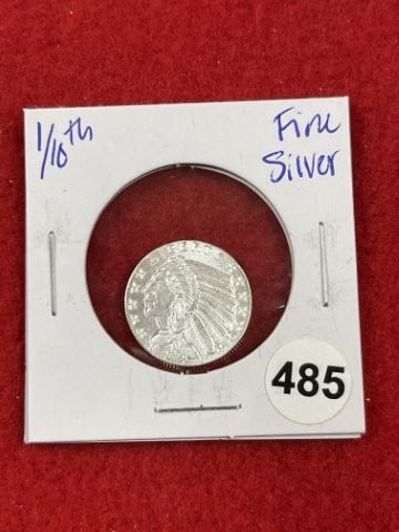 1/10th Fine Silver Coin: KEY WORDS: INDIAN ARTIFACT ARTIFACTS ARROWHEAD ARROWHEADS NATIVE AMERICAN MISSISSIPPIAN QUAPAW CADDO POTTERY COINS MORGAN DOLLAR PEACE DOLLAR SILVER COINS. All coins have been Sigma tested for authent