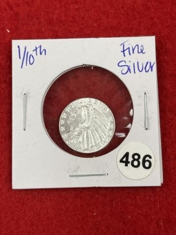 1/10th Fine Silver Coin: KEY WORDS: INDIAN ARTIFACT ARTIFACTS ARROWHEAD ARROWHEADS NATIVE AMERICAN MISSISSIPPIAN QUAPAW CADDO POTTERY COINS MORGAN DOLLAR PEACE DOLLAR SILVER COINS. All coins have been Sigma tested for authent