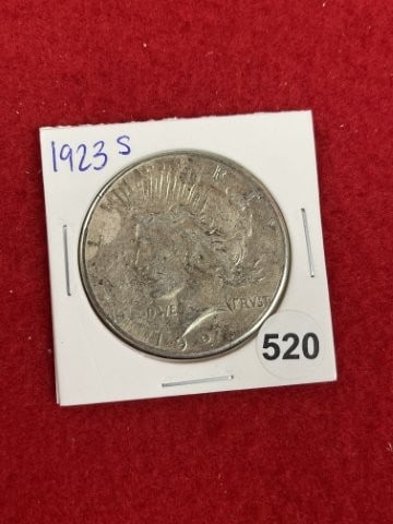 1923 S Peace Silver Dollar Coin: KEY WORDS: INDIAN ARTIFACT ARTIFACTS ARROWHEAD ARROWHEADS NATIVE AMERICAN MISSISSIPPIAN QUAPAW CADDO POTTERY COINS MORGAN DOLLAR PEACE DOLLAR SILVER COINS. All coins have been Sigma tested for authent