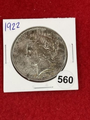 1922 Peace Silver Dollar Coin: KEY WORDS: INDIAN ARTIFACT ARTIFACTS ARROWHEAD ARROWHEADS NATIVE AMERICAN MISSISSIPPIAN QUAPAW CADDO POTTERY COINS MORGAN DOLLAR PEACE DOLLAR SILVER COINS. All coins have been Sigma tested for
