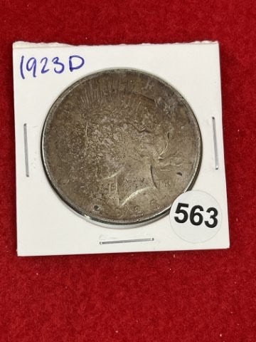 1923 D Peace Silver Dollar Coin: KEY WORDS: INDIAN ARTIFACT ARTIFACTS ARROWHEAD ARROWHEADS NATIVE AMERICAN MISSISSIPPIAN QUAPAW CADDO POTTERY COINS MORGAN DOLLAR PEACE DOLLAR SILVER COINS. All coins have been Sigma tested for