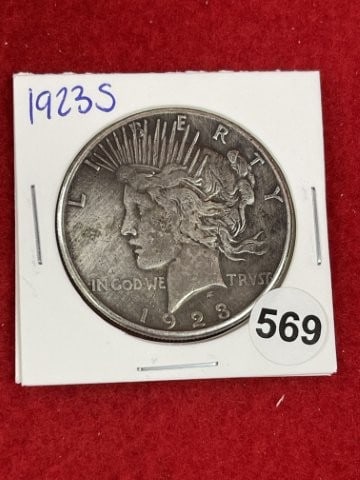 1923 S Peace Silver Dollar Coin: KEY WORDS: INDIAN ARTIFACT ARTIFACTS ARROWHEAD ARROWHEADS NATIVE AMERICAN MISSISSIPPIAN QUAPAW CADDO POTTERY COINS MORGAN DOLLAR PEACE DOLLAR SILVER COINS. All coins have been Sigma tested for