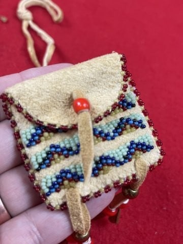 Beaded Leather Pouch - 2