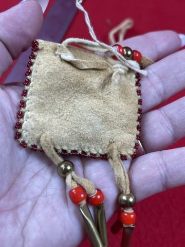 Beaded Leather Pouch - 3