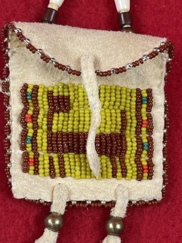 Beaded Leather Pouch - 2