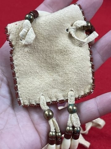 Beaded Leather Pouch - 3