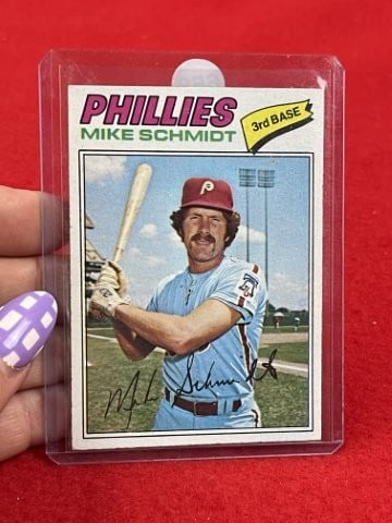 1977 Topps Mike Schhmidt Baseball Card: KEY WORDS: INDIAN ARTIFACT ARTIFACTS ARROWHEAD ARROWHEADS NATIVE AMERICAN MISSISSIPPIAN QUAPAW CADDO POTTERY COINS MORGAN DOLLAR PEACE DOLLAR SILVER COINS. All coins have been Sigma tested for