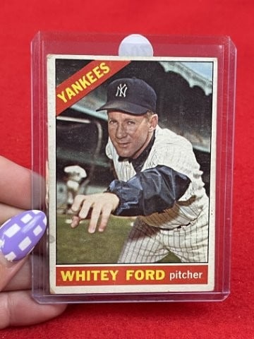1966 Topps Whitey Ford Baseball Card: KEY WORDS: INDIAN ARTIFACT ARTIFACTS ARROWHEAD ARROWHEADS NATIVE AMERICAN MISSISSIPPIAN QUAPAW CADDO POTTERY COINS MORGAN DOLLAR PEACE DOLLAR SILVER COINS. All coins have been Sigma tested for