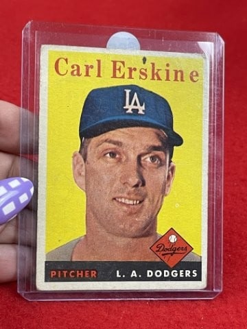 Topps Carl Erskine Baseball Card: KEY WORDS: INDIAN ARTIFACT ARTIFACTS ARROWHEAD ARROWHEADS NATIVE AMERICAN MISSISSIPPIAN QUAPAW CADDO POTTERY COINS MORGAN DOLLAR PEACE DOLLAR SILVER COINS. All coins have been Sigma tested for