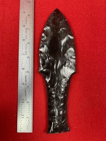 Obsidian Dagger Indian Artifact Arrowhead: KEY WORDS: INDIAN ARTIFACT ARTIFACTS ARROWHEAD ARROWHEADS NATIVE AMERICAN MISSISSIPPIAN QUAPAW CADDO POTTERY COINS MORGAN DOLLAR PEACE DOLLAR SILVER COINS. All coins have been Sigma tested for