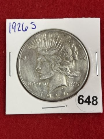 1926 S Peace Silver Dollar Coin: KEY WORDS: INDIAN ARTIFACT ARTIFACTS ARROWHEAD ARROWHEADS NATIVE AMERICAN MISSISSIPPIAN QUAPAW CADDO POTTERY COINS MORGAN DOLLAR PEACE DOLLAR SILVER COINS. All coins have been Sigma tested for authent