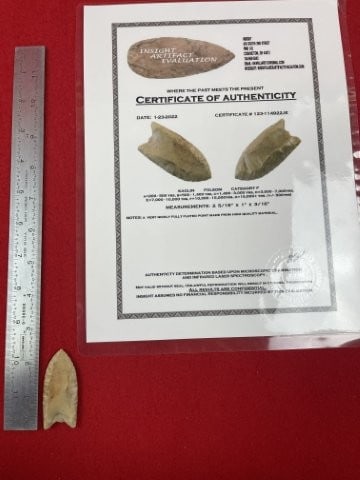 Folsom with Insight COA Indian Artifact Arrowhead (1 of 6)