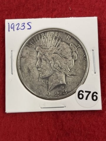 1923 S Peace Silver Dollar Coin: KEY WORDS: INDIAN ARTIFACT ARTIFACTS ARROWHEAD ARROWHEADS NATIVE AMERICAN MISSISSIPPIAN QUAPAW CADDO POTTERY COINS MORGAN DOLLAR PEACE DOLLAR SILVER COINS. All coins have been Sigma tested for