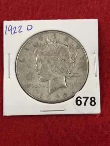 1922 D Peace Silver Dollar Coin: KEY WORDS: INDIAN ARTIFACT ARTIFACTS ARROWHEAD ARROWHEADS NATIVE AMERICAN MISSISSIPPIAN QUAPAW CADDO POTTERY COINS MORGAN DOLLAR PEACE DOLLAR SILVER COINS. All coins have been Sigma tested for