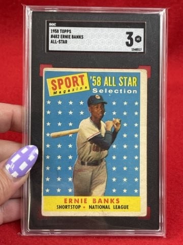 1958 Topps Ernie Banks Baseball Card: KEY WORDS: INDIAN ARTIFACT ARTIFACTS ARROWHEAD ARROWHEADS NATIVE AMERICAN MISSISSIPPIAN QUAPAW CADDO POTTERY COINS MORGAN DOLLAR PEACE DOLLAR SILVER COINS. All coins have been Sigma tested for