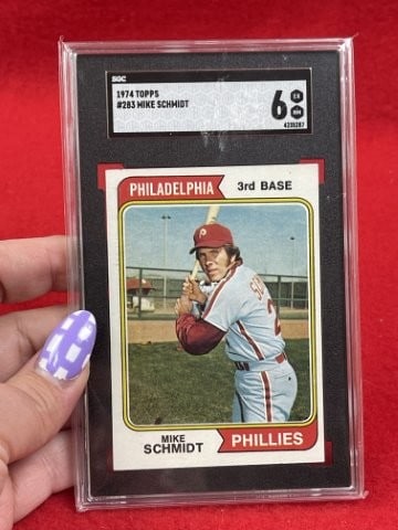 1974 Topps Mike Schmidt Baseball Card: KEY WORDS: INDIAN ARTIFACT ARTIFACTS ARROWHEAD ARROWHEADS NATIVE AMERICAN MISSISSIPPIAN QUAPAW CADDO POTTERY COINS MORGAN DOLLAR PEACE DOLLAR SILVER COINS. All coins have been Sigma tested for