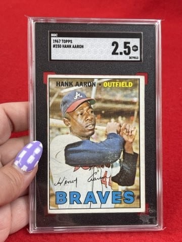 1967 Topps Hank Aaron Baseball Card: KEY WORDS: INDIAN ARTIFACT ARTIFACTS ARROWHEAD ARROWHEADS NATIVE AMERICAN MISSISSIPPIAN QUAPAW CADDO POTTERY COINS MORGAN DOLLAR PEACE DOLLAR SILVER COINS. All coins have been Sigma tested for authent