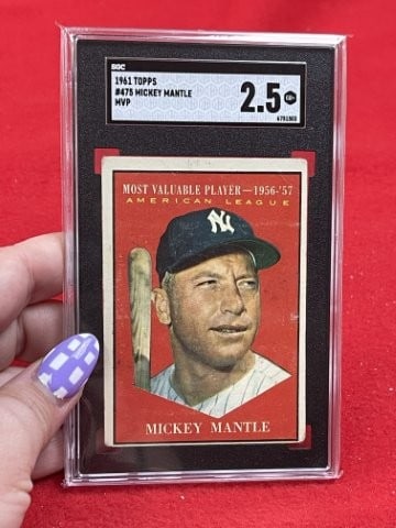 1961 Topps Mickey Mantle Baseball Card: KEY WORDS: INDIAN ARTIFACT ARTIFACTS ARROWHEAD ARROWHEADS NATIVE AMERICAN MISSISSIPPIAN QUAPAW CADDO POTTERY COINS MORGAN DOLLAR PEACE DOLLAR SILVER COINS. All coins have been Sigma tested for authent