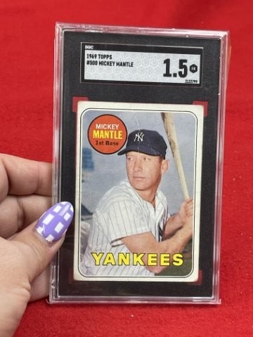 1969 Topps Mickey Mantle Baseball Card: KEY WORDS: INDIAN ARTIFACT ARTIFACTS ARROWHEAD ARROWHEADS NATIVE AMERICAN MISSISSIPPIAN QUAPAW CADDO POTTERY COINS MORGAN DOLLAR PEACE DOLLAR SILVER COINS. All coins have been Sigma tested for authent