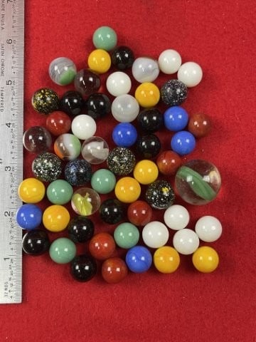 Group of Marbles: KEY WORDS: INDIAN ARTIFACT ARTIFACTS ARROWHEAD ARROWHEADS NATIVE AMERICAN MISSISSIPPIAN QUAPAW CADDO POTTERY COINS MORGAN DOLLAR PEACE DOLLAR SILVER COINS. All coins have been Sigma tested for