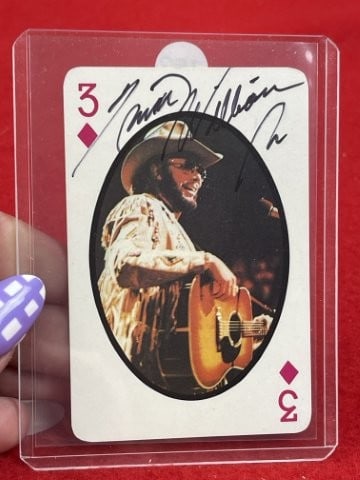 Hank Williams Jr. Hand Signed Authentic Autograph: KEY WORDS: INDIAN ARTIFACT ARTIFACTS ARROWHEAD ARROWHEADS NATIVE AMERICAN MISSISSIPPIAN QUAPAW CADDO POTTERY COINS MORGAN DOLLAR PEACE DOLLAR SILVER COINS. All coins have been Sigma tested for authent