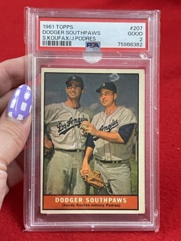 1961 Topps Sandy Koufax Baseball Card: KEY WORDS: INDIAN ARTIFACT ARTIFACTS ARROWHEAD ARROWHEADS NATIVE AMERICAN MISSISSIPPIAN QUAPAW CADDO POTTERY COINS MORGAN DOLLAR PEACE DOLLAR SILVER COINS. All coins have been Sigma tested for