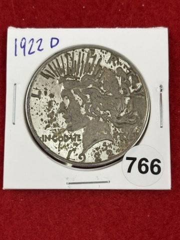 1922 D Peace Silver Dollar Coin: KEY WORDS: INDIAN ARTIFACT ARTIFACTS ARROWHEAD ARROWHEADS NATIVE AMERICAN MISSISSIPPIAN QUAPAW CADDO POTTERY COINS MORGAN DOLLAR PEACE DOLLAR SILVER COINS. All coins have been Sigma tested for