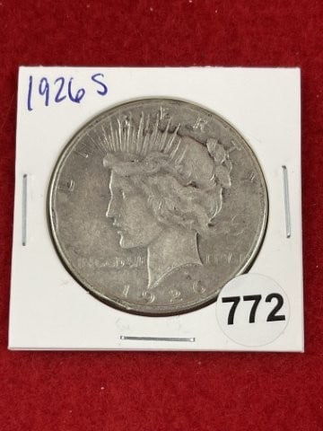 1926 S Peace Silver Dollar Coin: KEY WORDS: INDIAN ARTIFACT ARTIFACTS ARROWHEAD ARROWHEADS NATIVE AMERICAN MISSISSIPPIAN QUAPAW CADDO POTTERY COINS MORGAN DOLLAR PEACE DOLLAR SILVER COINS. All coins have been Sigma tested for